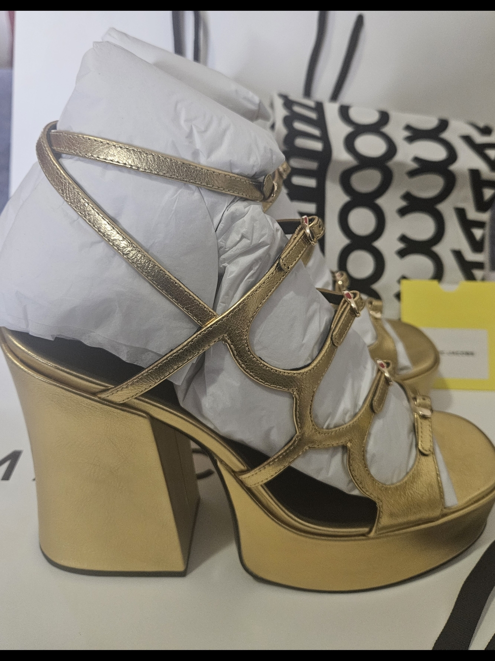 Marc Jacobs The Metallic Leather KiKi Platform Sandal EU 40 US 10 - Picture 2 of 13